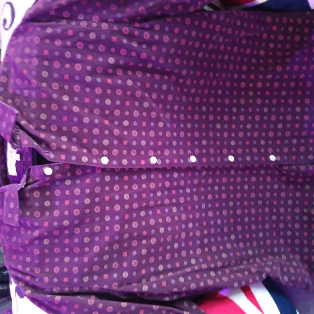 Purple Polka Dot Button-Up Shirt